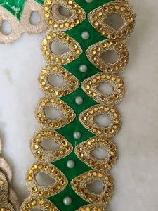 Embellished Green and Golden Lace