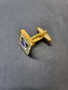 PEORA Square Blue &amp; Gold Cufflinks