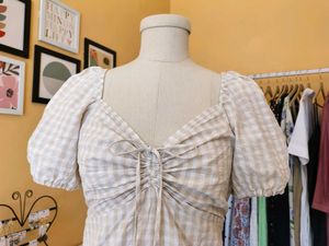 Gingham Puff Sleeve Mini Dress