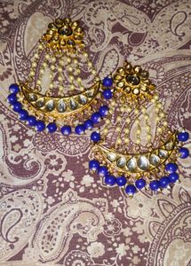 Stunning Royal Blue & Gold Jhumka Earrings