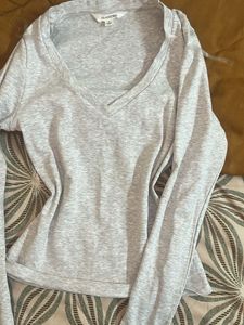 Glassons Grey V-Neck Long Sleeve Top