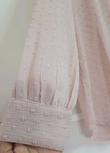Light Pink Textured Button-Up Blouse