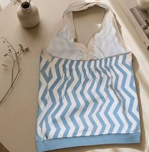 Blue Chevron Backless Halter Top