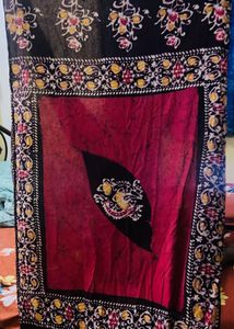 Red &amp; Black Batik Scarf With Surprise 🎁