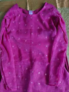 Pink Embroidered Kurta with Pants Set