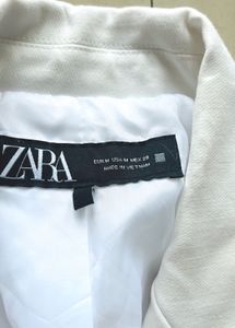 Zara White Double-Breasted Blazer