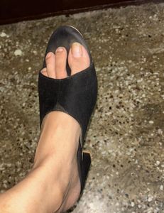 Black Suede Block Heel Mules