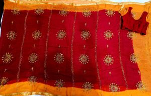 🇳🇿💫🎀 Y2K vintage Elegant Embroidered Red Saree