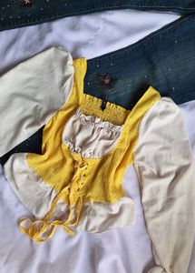Romantic Vintage Yellow Corset Top