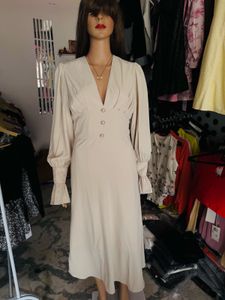 Elegant Cream Midi Dress