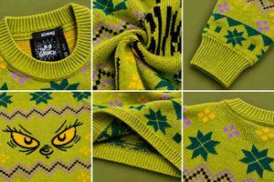 LIME GREEN EYE GRAPHIC PATTERNED KNIT SWEATER