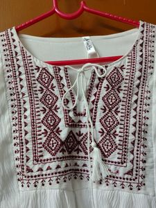 Embroidered White Tunic Top
