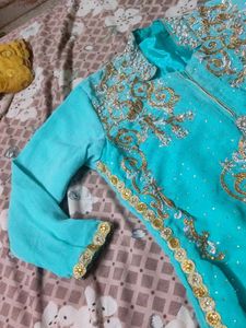 Turquoise Embellished Kurta Set