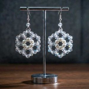 Magical Crystal and Yellow Pearl Handmade Earrings