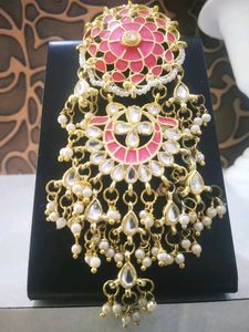 Kundan Pink Very Big Jumkas