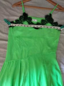 Neon Green Lace Trim Cami Dress