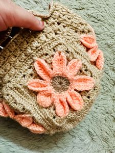 Handmade Crochet Bag with Floral Design