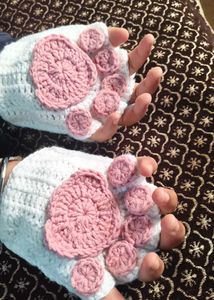 Crochet Paw Hand Gloves