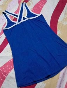 Blue Sequin Skull Tank Top