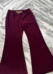 Stylish Bell Bottom Pants with Gold Chain Detail