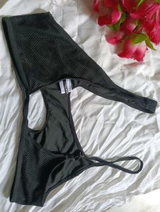 Black Textured Bikini Top