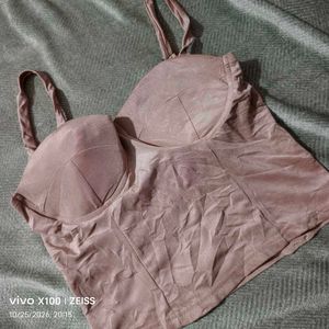 282510. Stylish Pink Corset Crop Top