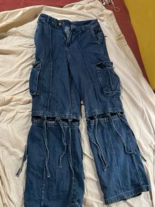 Unique Blue Denim Cargo Pants