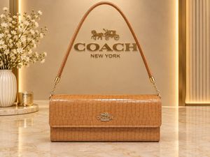 Coach White Croc Embossed Shoulder Bag