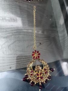 Elegant Maroon &amp; Gold Jewelry Set