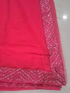 Vibrant Pink Saree with Sequins Border