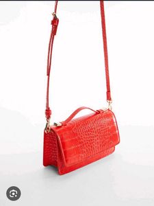 Chic Red Croc Textured Handbag
