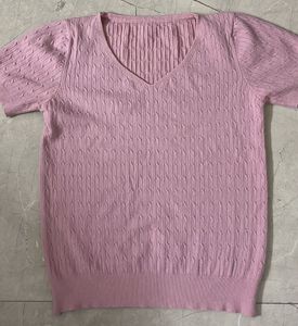 Pink Knit Short Sleeve Top