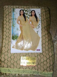Elegant Gold Saree with Blouse