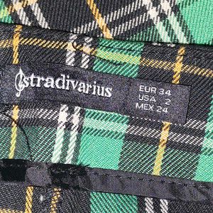 Green Plaid Mini Skirt with Zipper