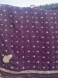 Purple &amp; Gold Embroidered Fabric