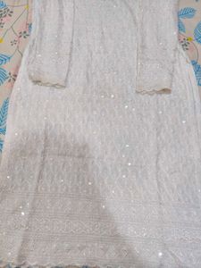 Elegant White Sequined Kurta