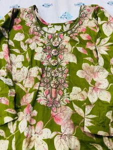 Green Floral Kurta Set with Dupatta