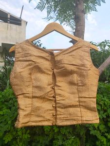 Elegant Gold Brocade Blouse