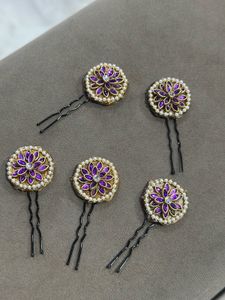Embellished Floral Hair Pins (5pcs)