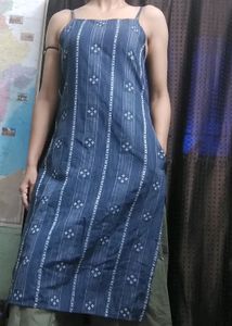Blue Noddle Strip Kurti