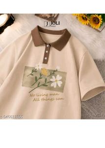 Cute Floral Graphic Polo Shirt