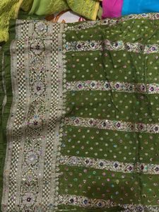 Beautiful Green Saree with Embellishments
