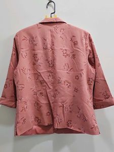 Salmon color Floral Print Blazer