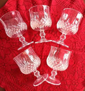 Set of 5 Crystal Cut Goblets