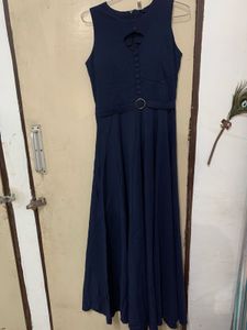 Elegant Navy Blue Sleeveless Maxi Dress
