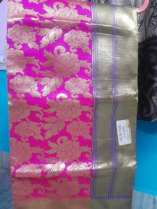 Vibrant Pink Floral Silk Saree