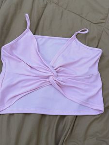 Stylish Pink Twist Front Top