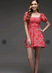 Darzi Red Paisley Print Mini Dress