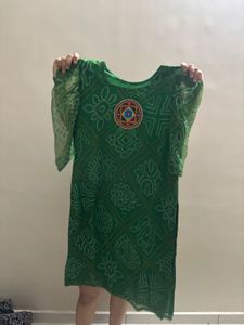 Green Bandhani Print Kurta ( size L )