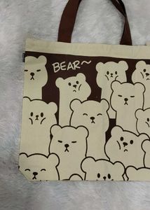 Cute Bear Print Tote Bag